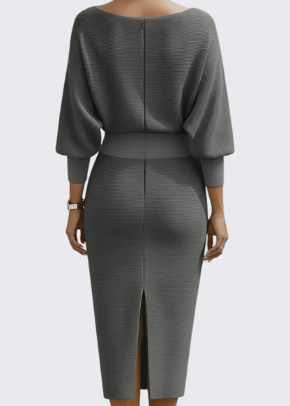 Avery | Cowl Neck Bodycon Midi Dress